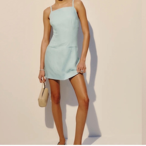 Reformation Phillipa Linen dress in Aquamarine NWT - Picture 2 of 12